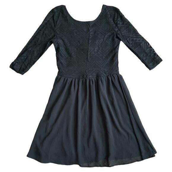 H&m Divided Black Lace 3/4 Sleeves Mini A-Line Dress, US8 - Picture 3 of 5